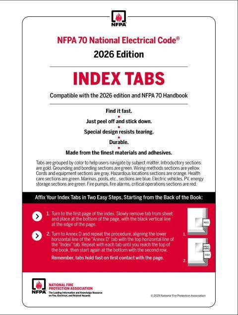 NFPA 70: National Electrical Code (NEC) Tabs, 2026 Edition