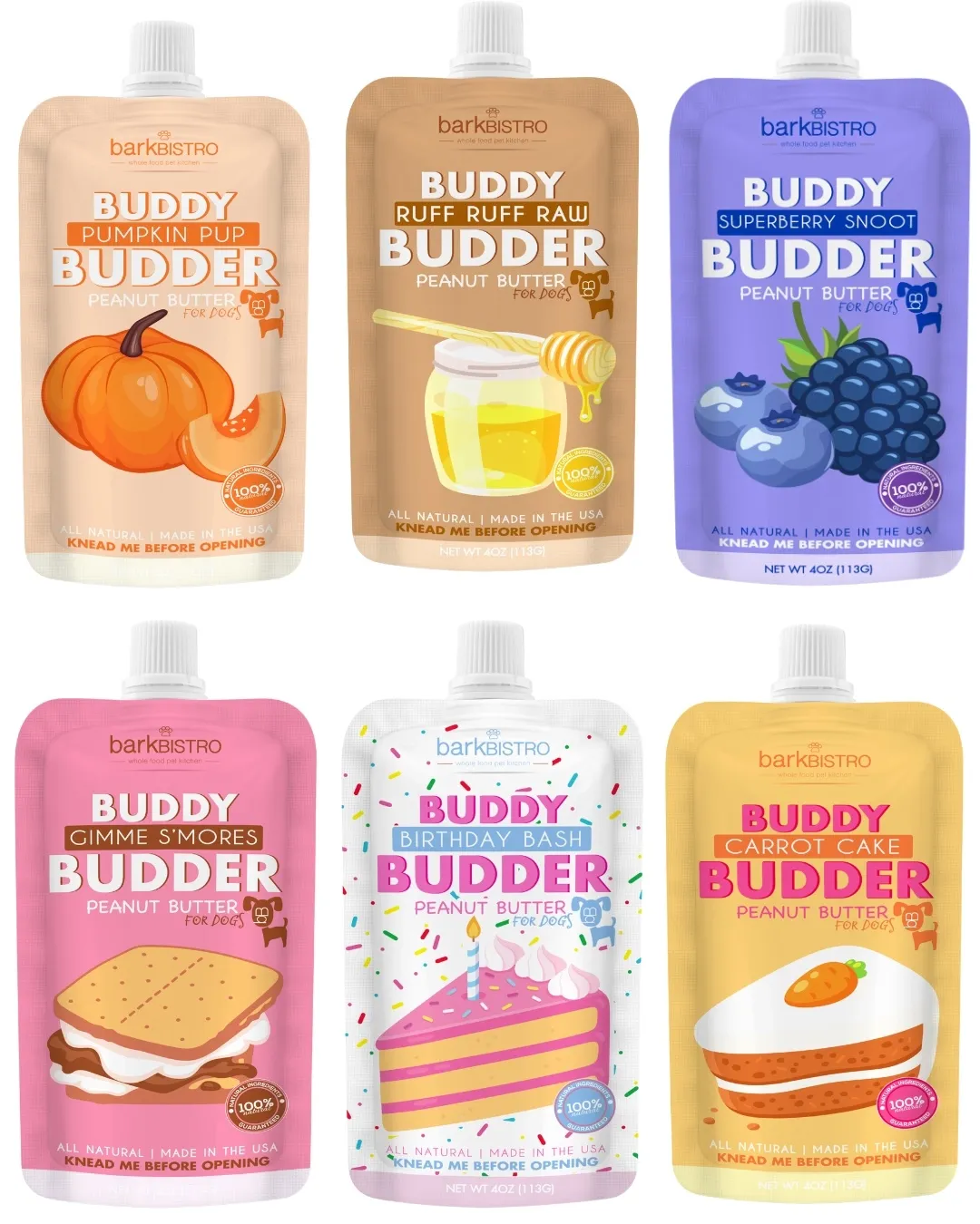Dog Peanut Butter - 4oz Squeeze Packs Buddy Budder Pouch