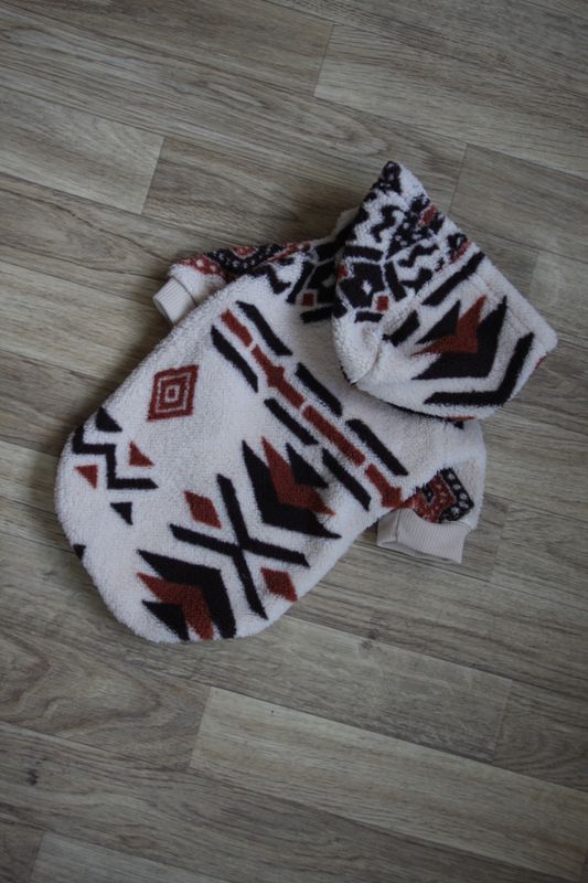 Totem Pattern Plush Dog Coat