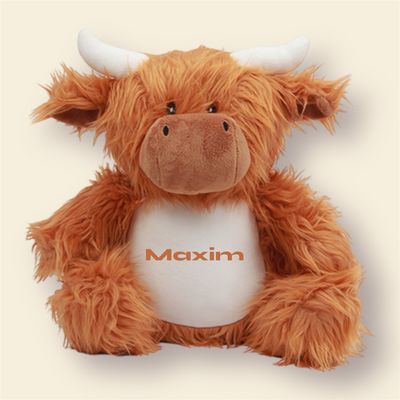 Knuffelbeer Highland Cow gepersonaliseerd