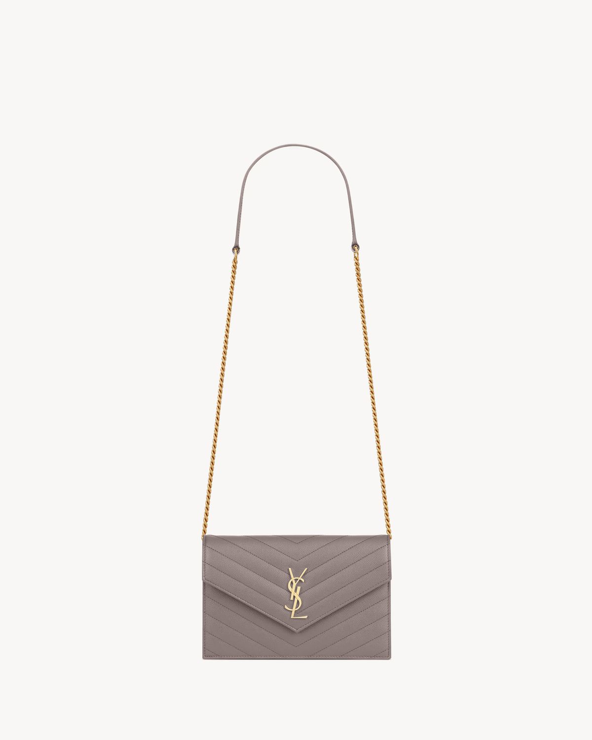 Envelope Chain Pouch with Classic Cassandre Logo in Grain De Poudre Leather