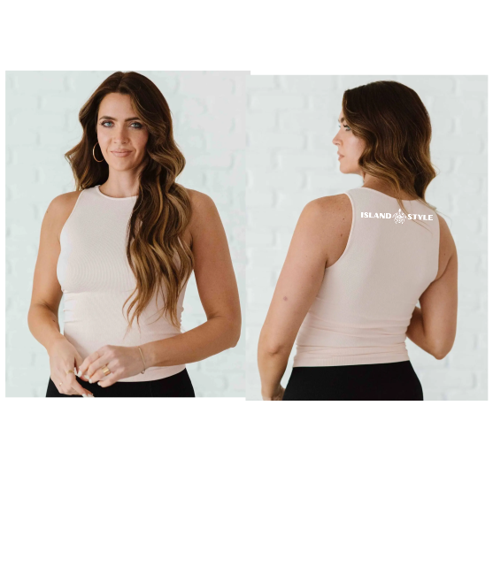 Practice Long Ribbed High Neck Comfort Tank Peachy Peach