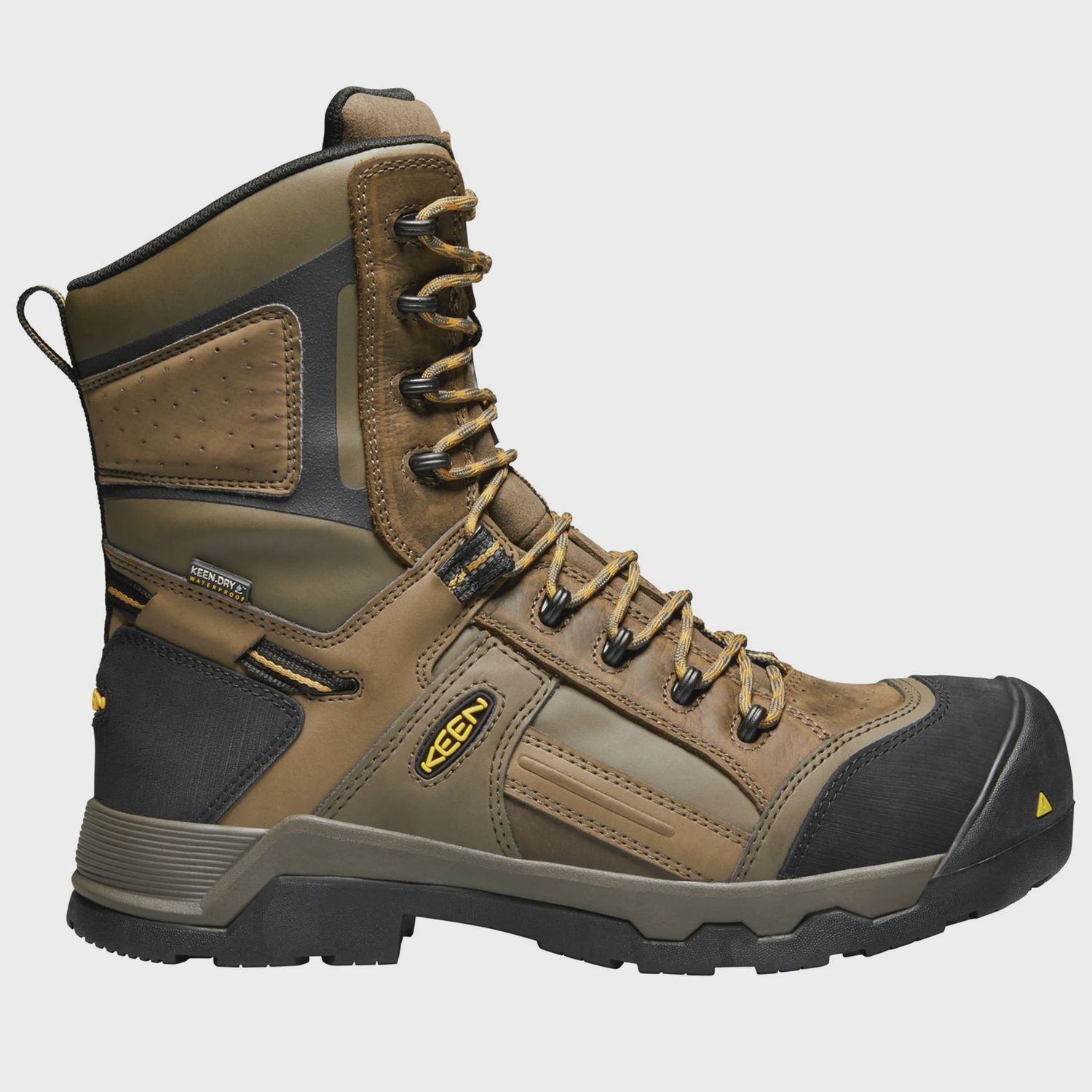 Bottes de securite KEEN 1017799 Davenport 8" Impermeables Isolees 200g Antiderapantes CSA  pour homme, Couleur: Brun, Largeur: D, Taille: 10
