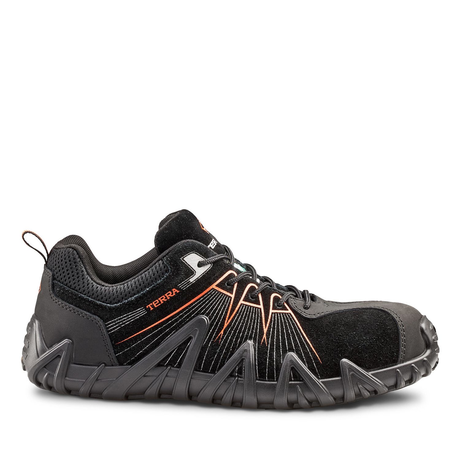 Chaussure de travail Terra 4NPY Pointe composite, Couleur: Noir/Orange, Largeur: Large, Taille: 8