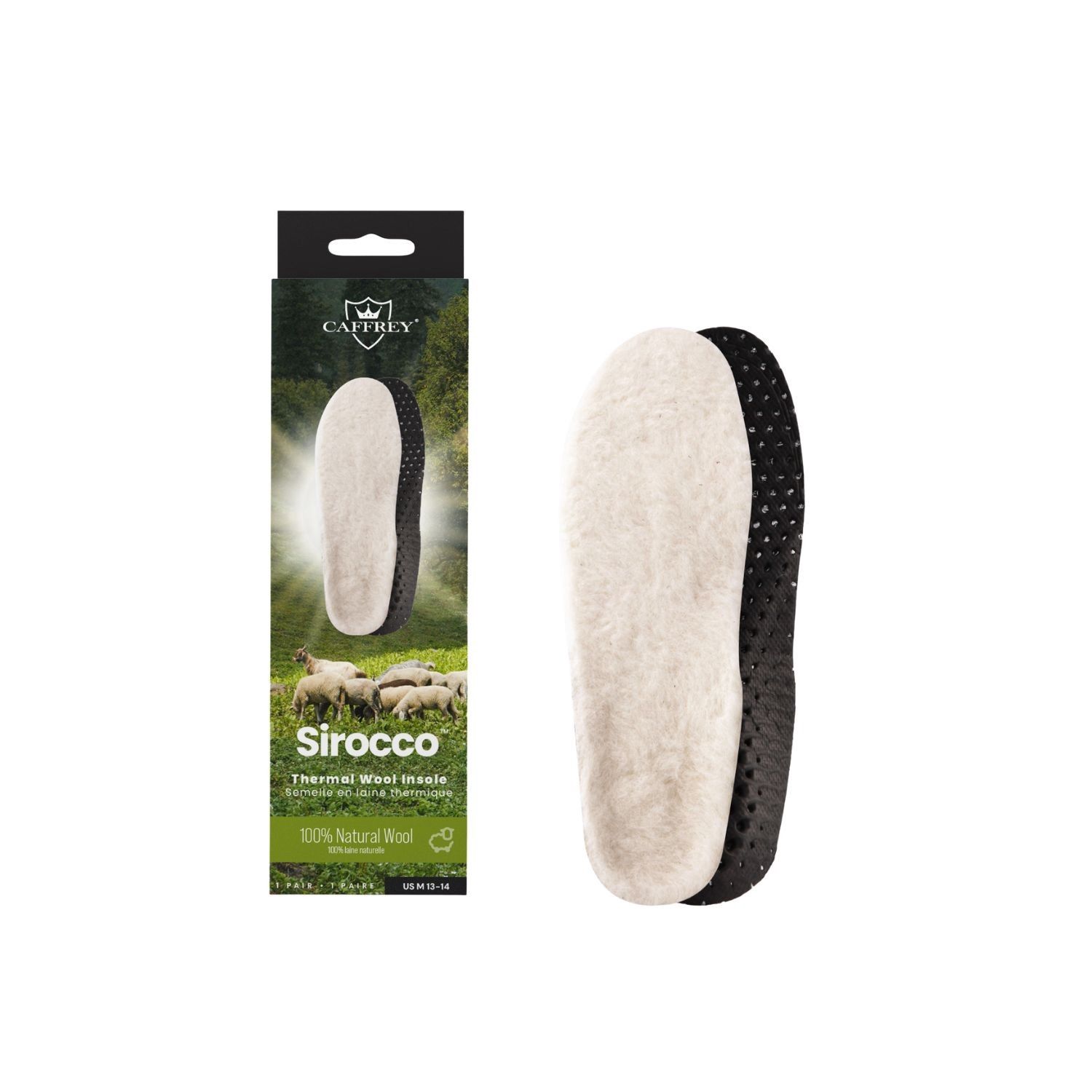 Semelles Caffrey SIROCCOTHERM Fausses semelles en laine thermiques, Couleur: Blanc, Taille: 3/5