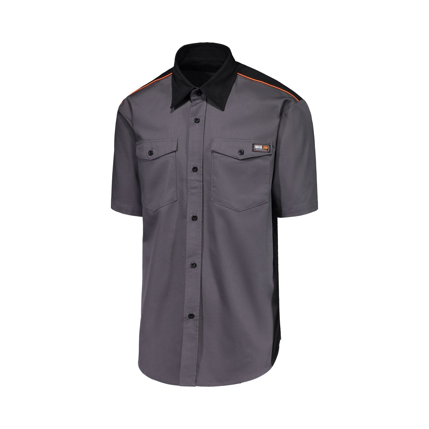 ***Chemise de travail 10/4 Job 25650 à manches courtes, Couleur: Gris, Grandeur: S