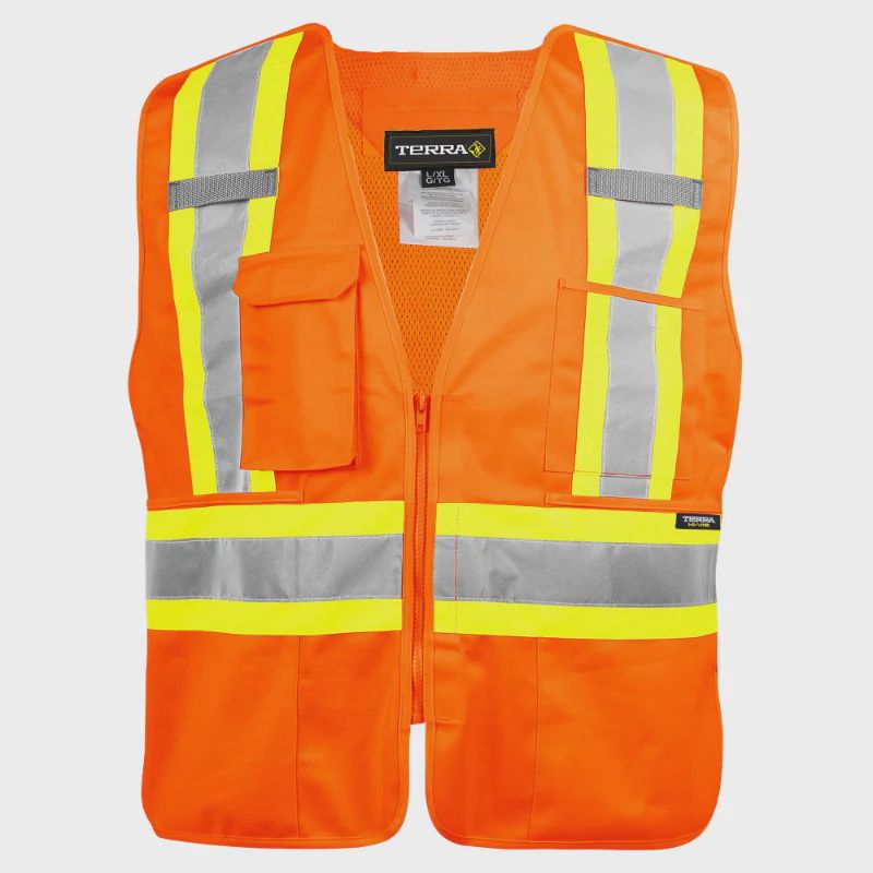 Dossard Terra 116585 zip avant Haute visibilité 5 points, Couleur: Orange, Taille: S