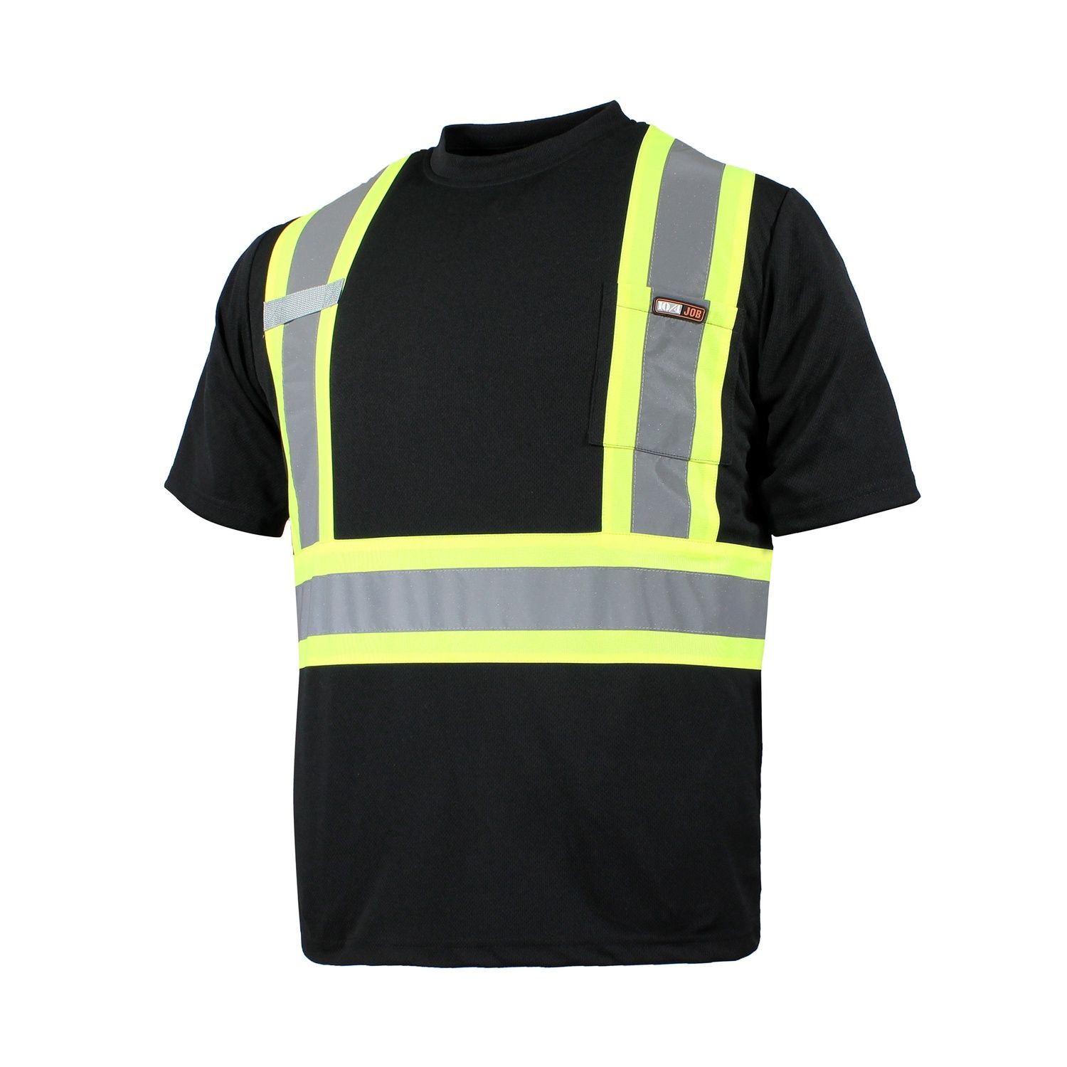 T-SHIRT 10/4 JOB 25400 MANCHE COURTE BANDE POCHE QUICK DRY, Couleur: Noir, Taille: XS
