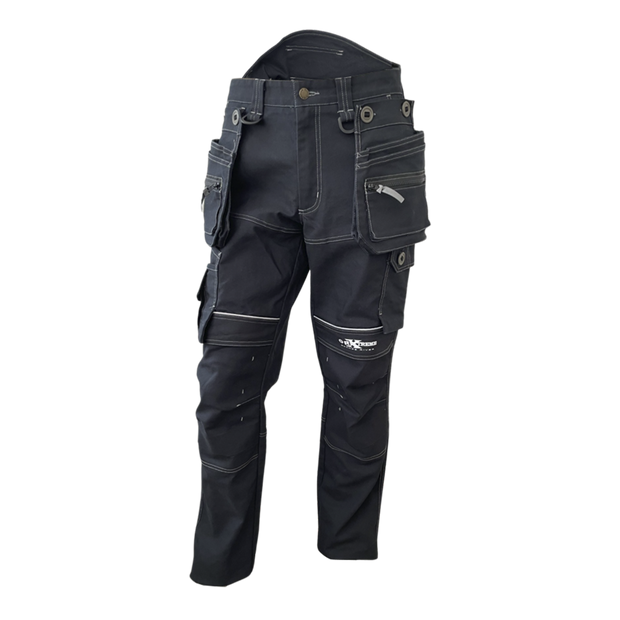 Pantalon de travail Orange River CONTRACTOR Pantalon multi-poche avec ouverture pour genouillère, Couleur: Noir, Longueur: 32, Taille: 32