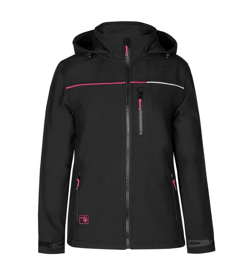Manteau de travail Pilote et Filles PF412 softshell, Couleur: Noir, Taille: S