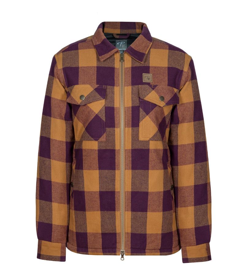 *Solde* Chemise Pilote et Filles PF4002 Rembourrée, Couleur: Prune/Camel, Taille: S