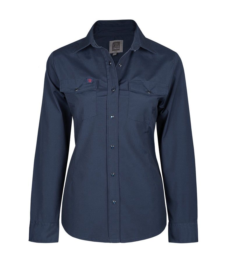 CHEMISE PILOTE &amp; FILLES MANCHE LONGUE SNAPS PF430, Couleur: Marine, Taille: XS