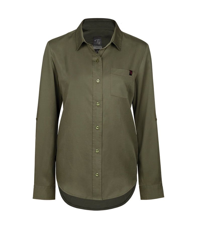 Chemise à manches longues Pilote et Filles PF475 flanelle de coton légère, Couleur: Khaki, Taille: S