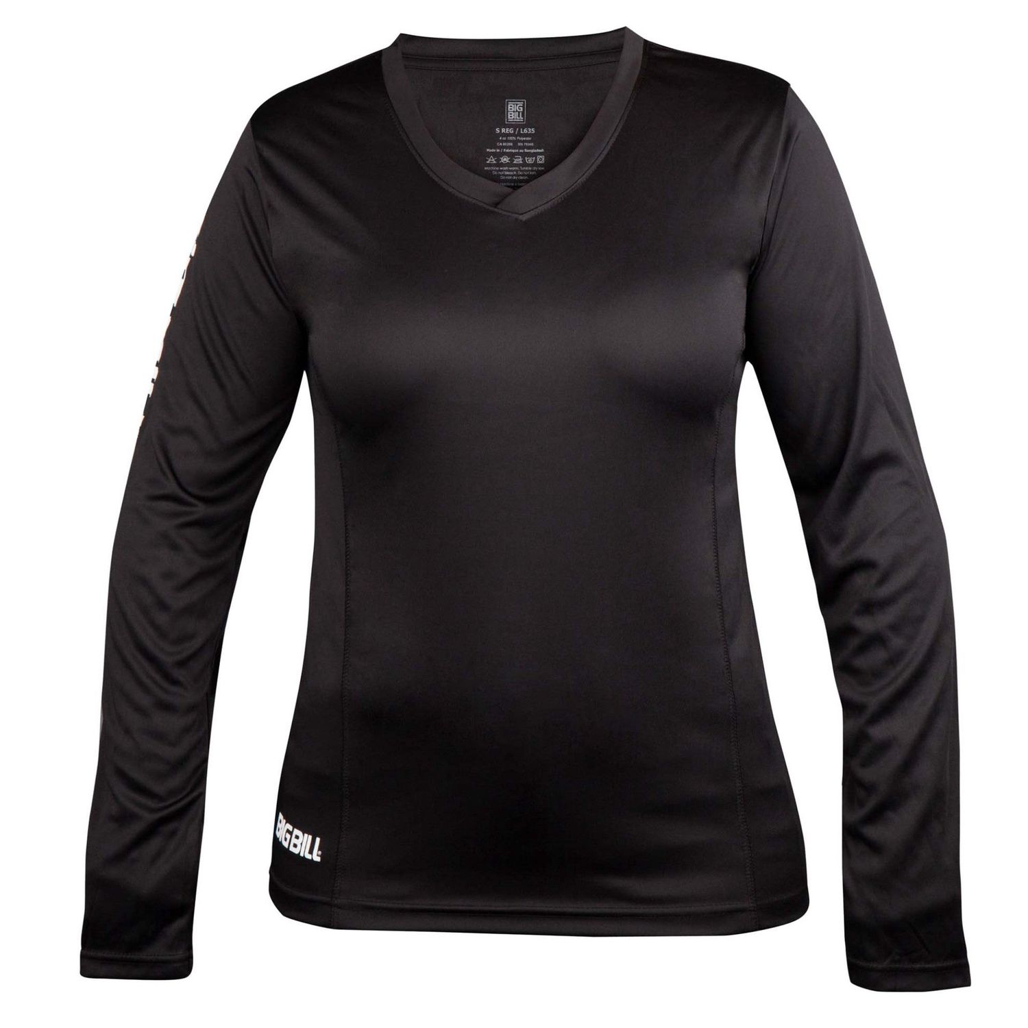 T-SHIRT BIG BILL L635 M/L 100% POLYESTER DAME, Couleur: Noir, Taille: XS