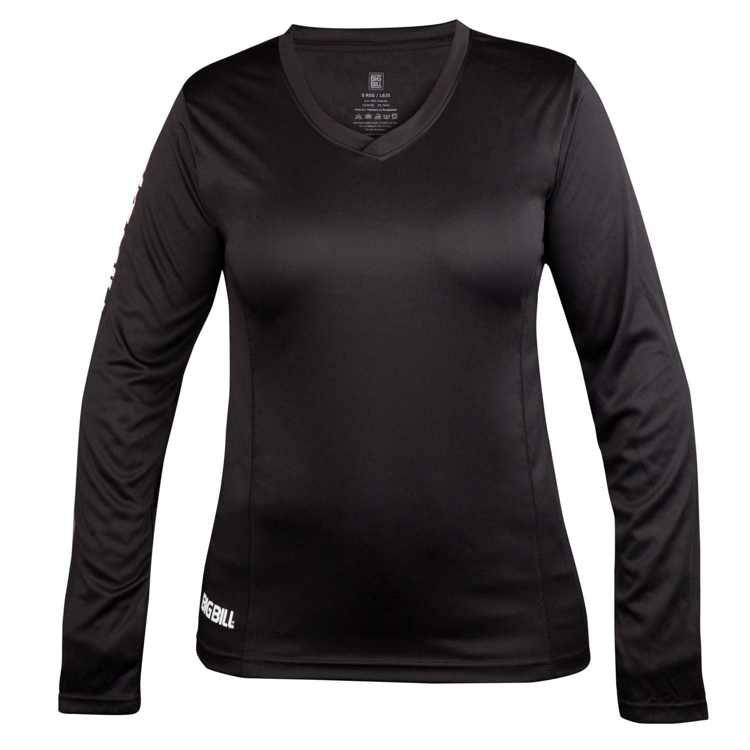 T-SHIRT BIG BILL L635 M/L 100% POLYESTER DAME, Couleur: Noir, Taille: XS