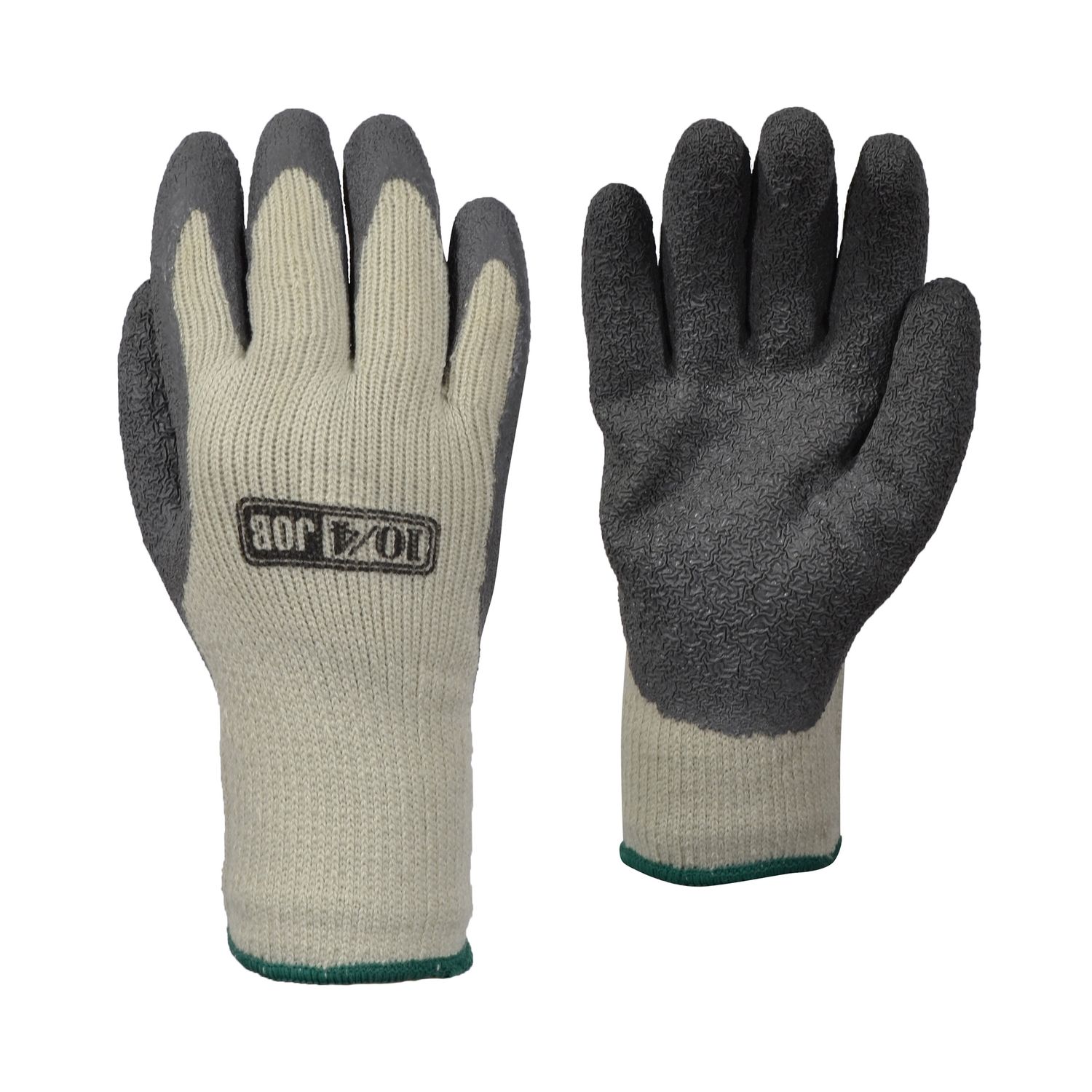 Gants 10/4 Job 40431D tricot paume caoutchouc trempé doublé, Couleur: GRIS, Grandeur: M