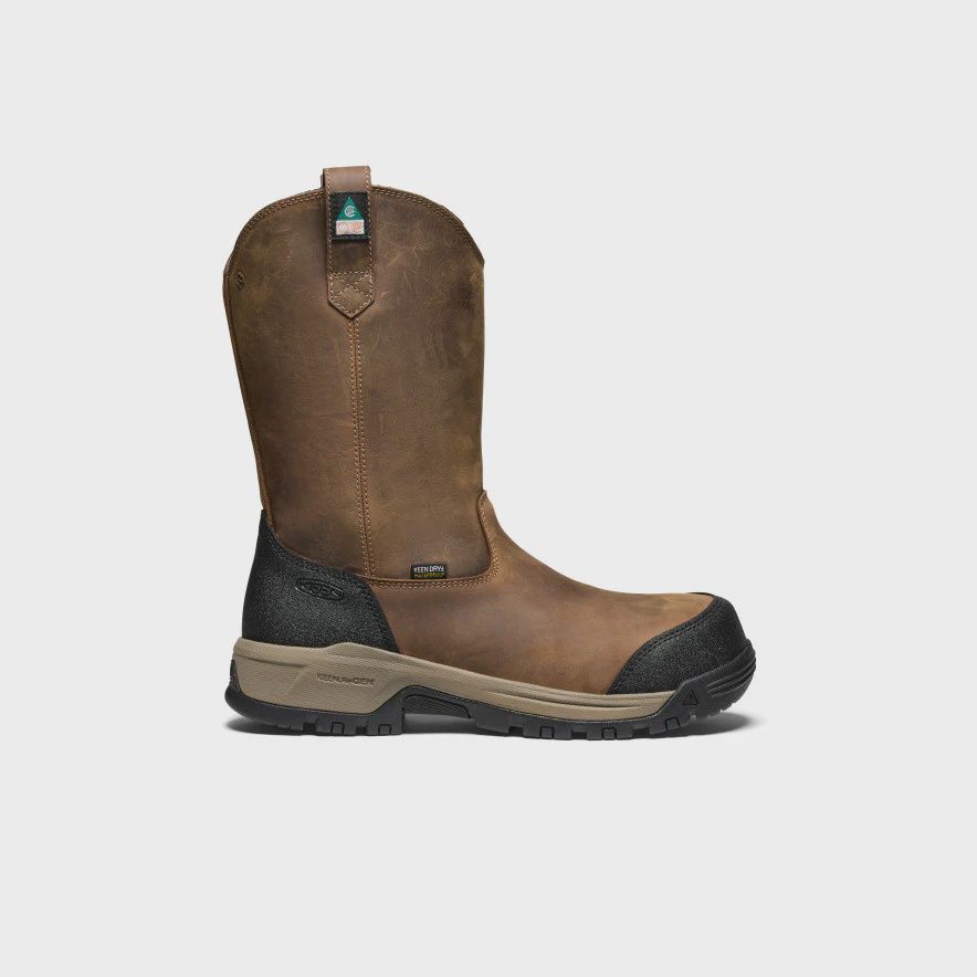 Bottes de travail KEEN Evanston Pull-On Imperméable, Couleur: Brun, Taille: 8