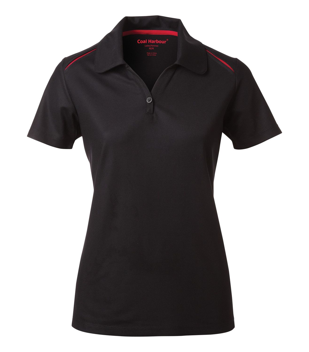 Polo COAL HARBOUR® L4002 résistant aux accrocs avec insertions de couleurs, Couleur: Noir / Rouge, Grandeur: XS