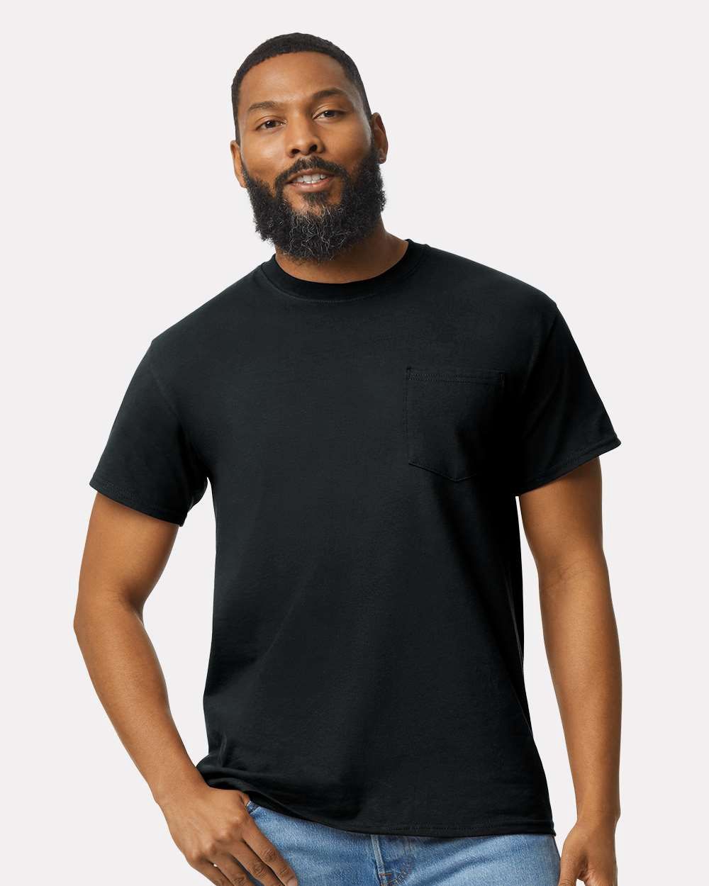 T-shirt Gildan 2300 Poche, Couleur: Noir, Grandeur: S