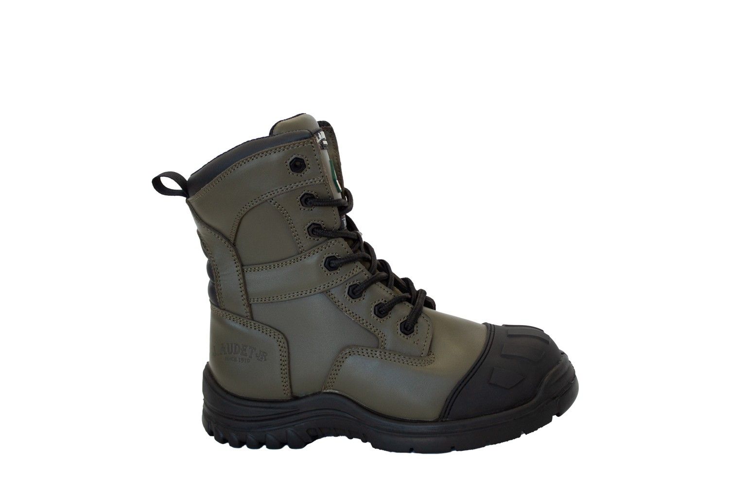 *SOLDE*Bottes de travail J. Audet JR 8040F Cuir pleine fleur, Couleur: Vert Militaire, Grandeur: 6