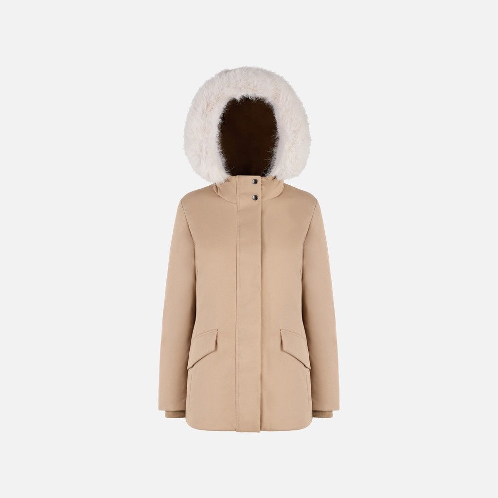 Parka Geox SPHERICA WOMAN Long parka, Couleur: Naturel, Grandeur: 8