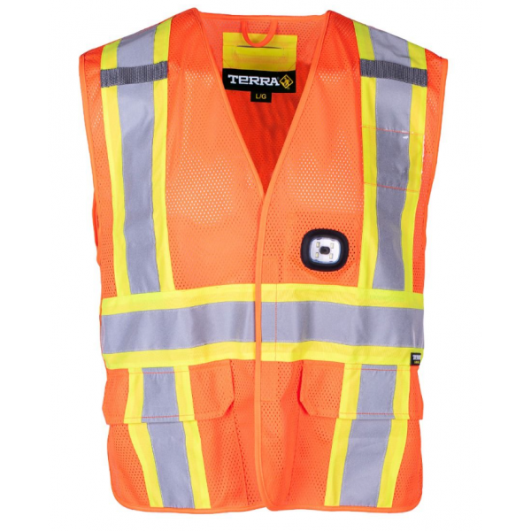 Veste de sécurité TERRA 60-116631 lumière LED, Couleur: Orange, Grandeur: L/XL