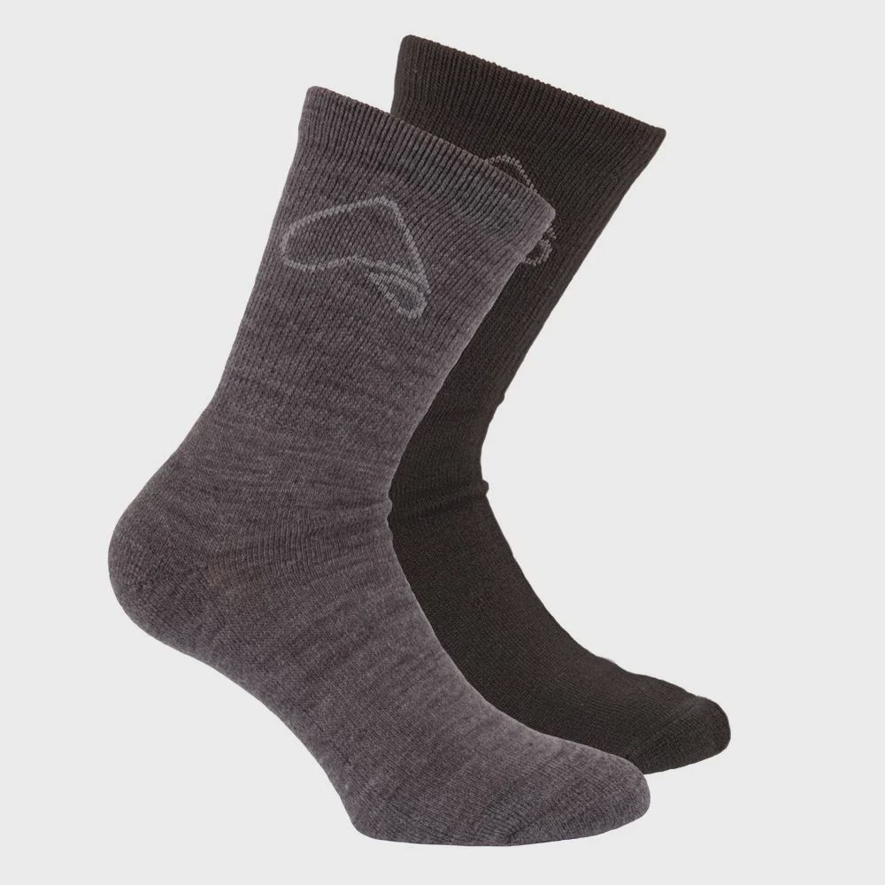 Bas Alizée T43274 Mérino (Paquet de 2) unisexe, Couleur: Noir/Gris, Grandeur: L