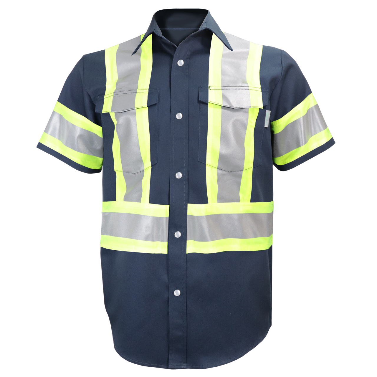 Chemise de travail Gatts 650SX4  manche courte Bandes réfléchissantes, Couleur: Marine, Grandeur: L