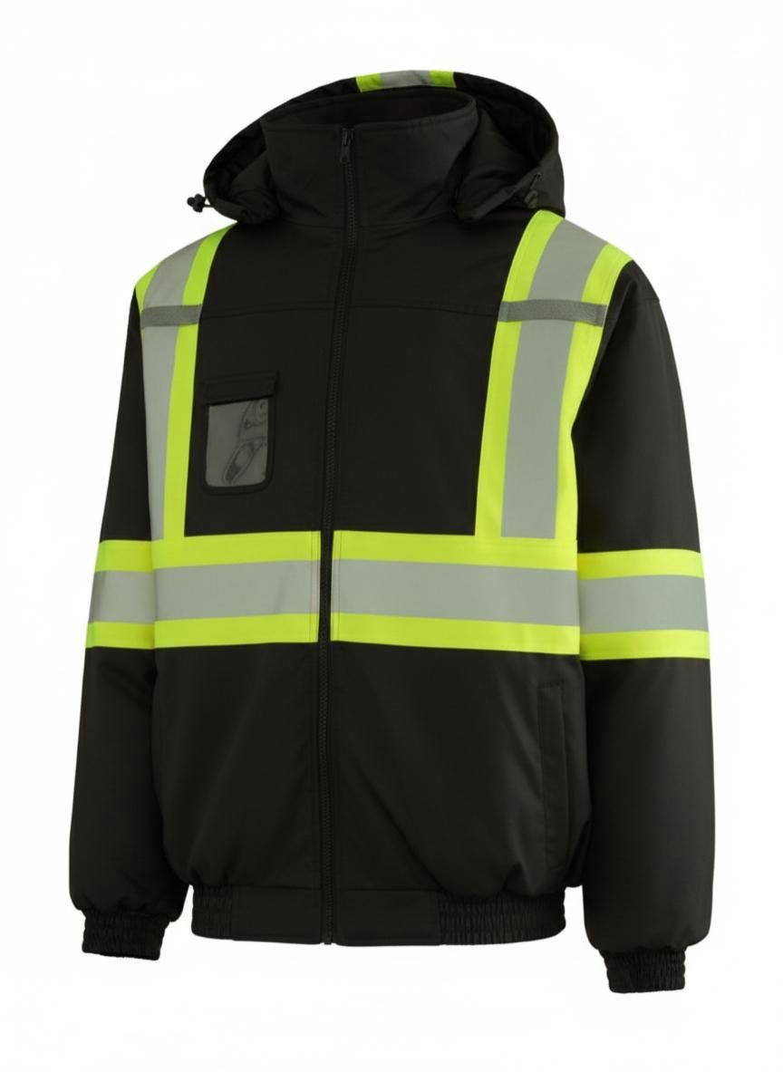 BOMBER 10/4 JOB BANDES REFLECHISSANTES, Couleur: Noir, Grandeur: L