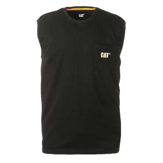 Chemise sans manches CAT W07074 100% coton, Couleur: Noir, Grandeur: L