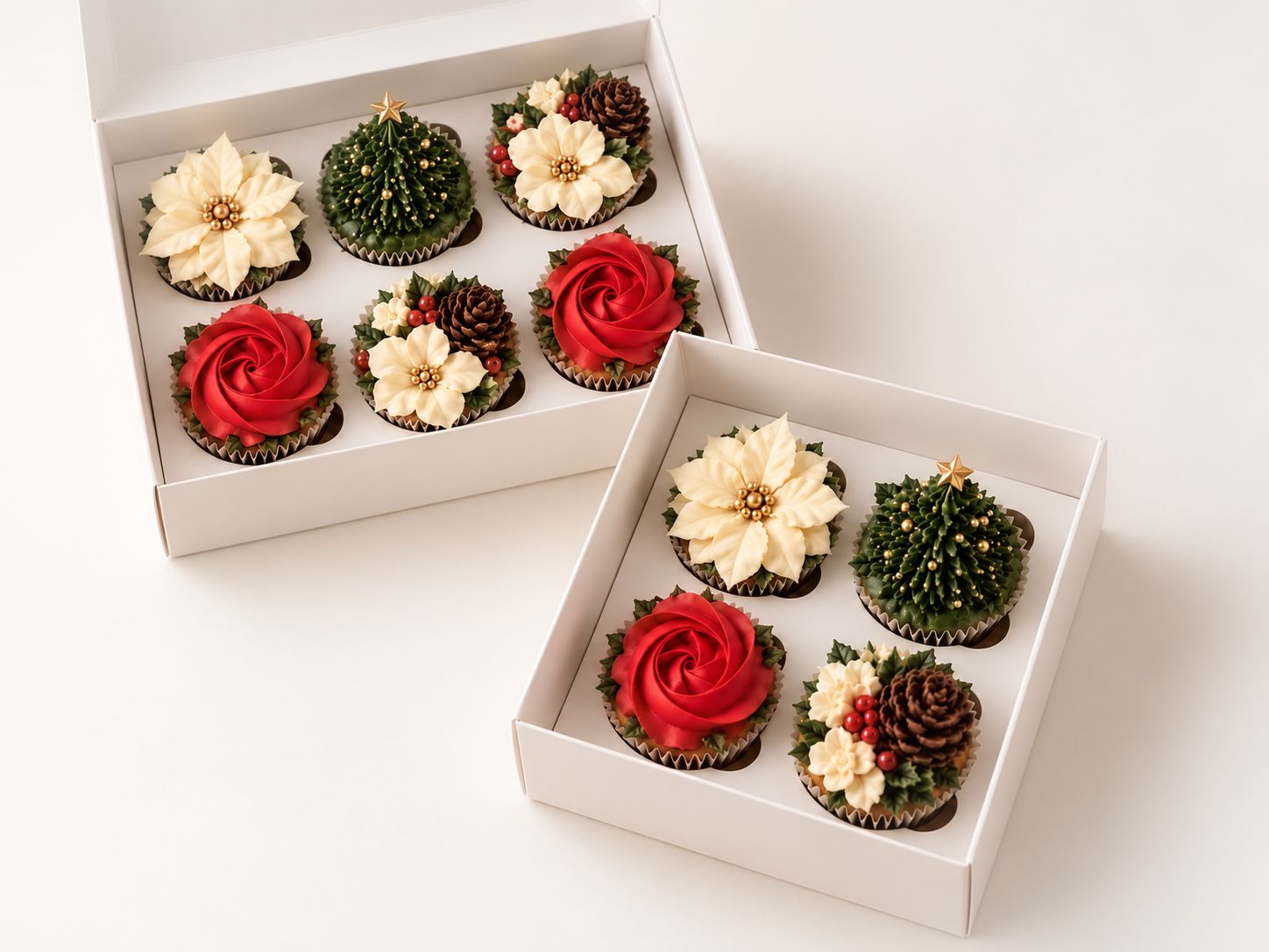 Christmas Floral Cupcakes