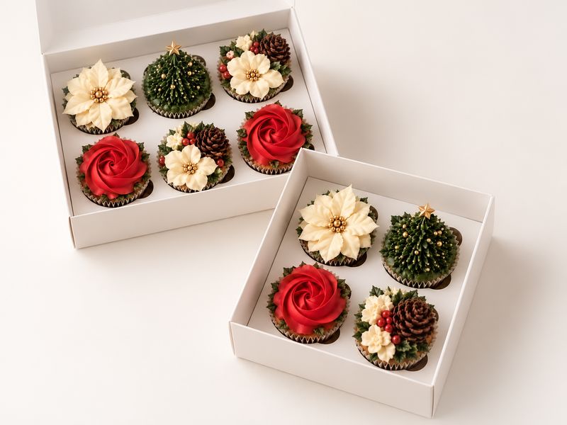 Christmas Floral Cupcakes