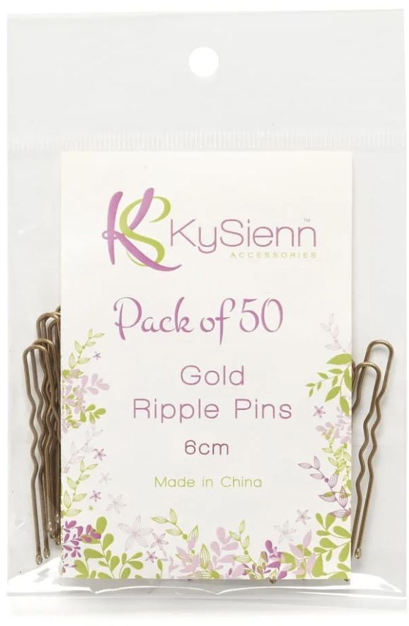 KySienn 6cms Bun Ripple Hair Pins - 50 Pack, Colour: Gold