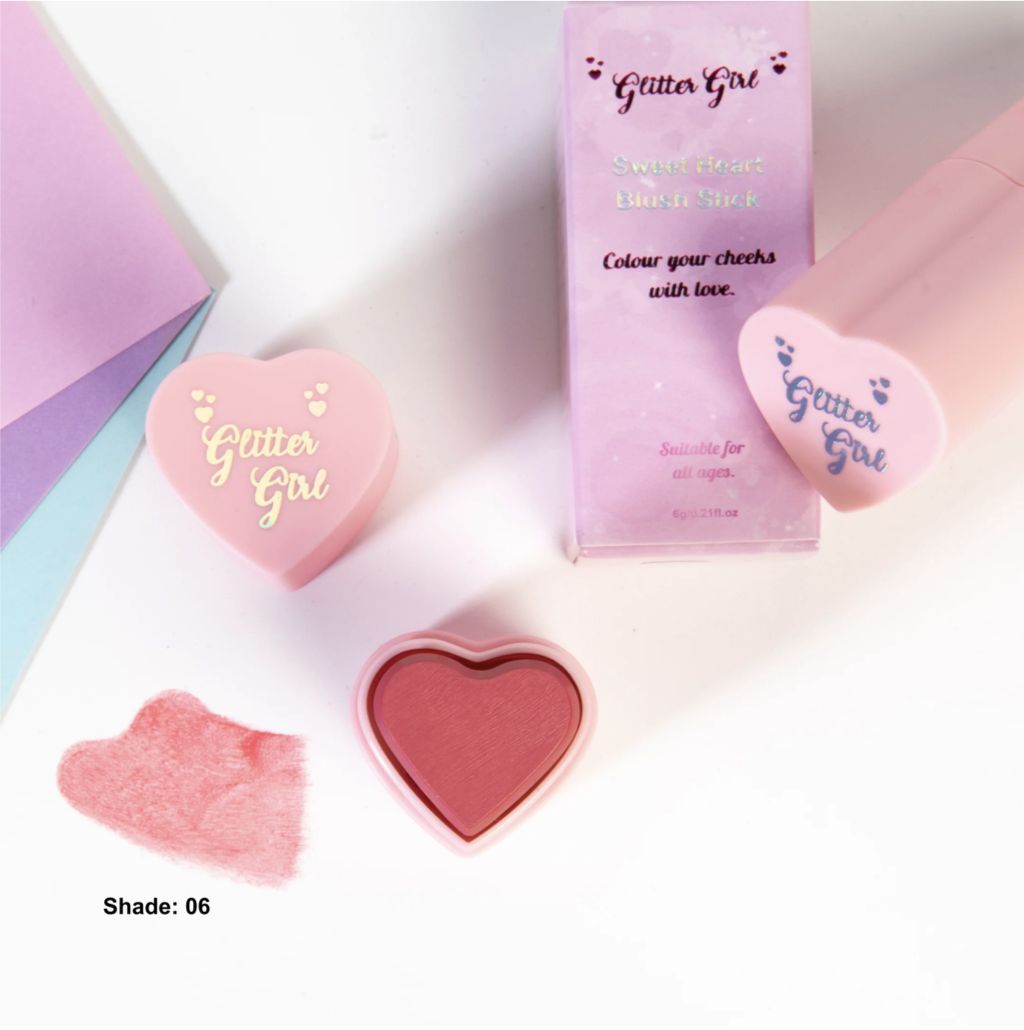Glitter Girl Makeup Sweet Heart Blush Stick, Colour: 06 Sweet Heart