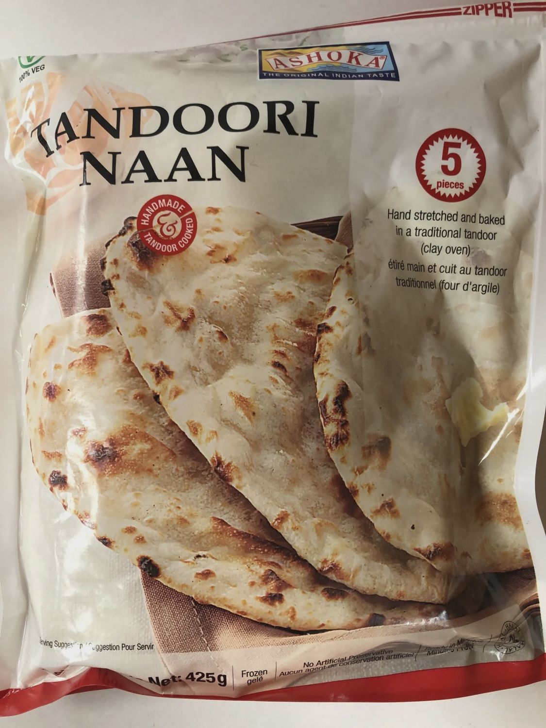 Ashoka Frozen - Tandoori Naan Plain 5pc