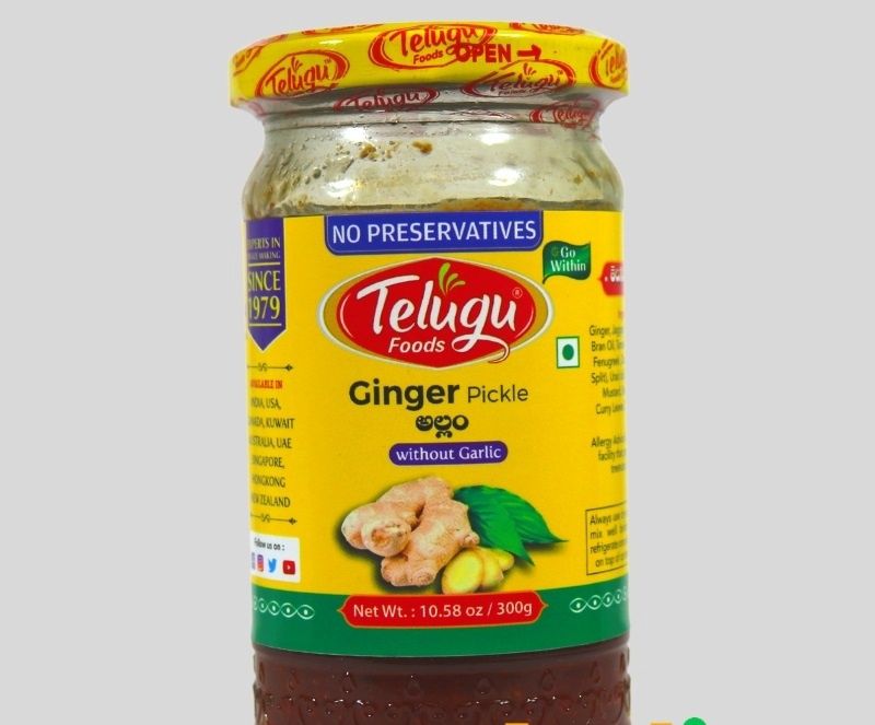 Telugu Foods - Ginger Pickle Without Garlic 300g
