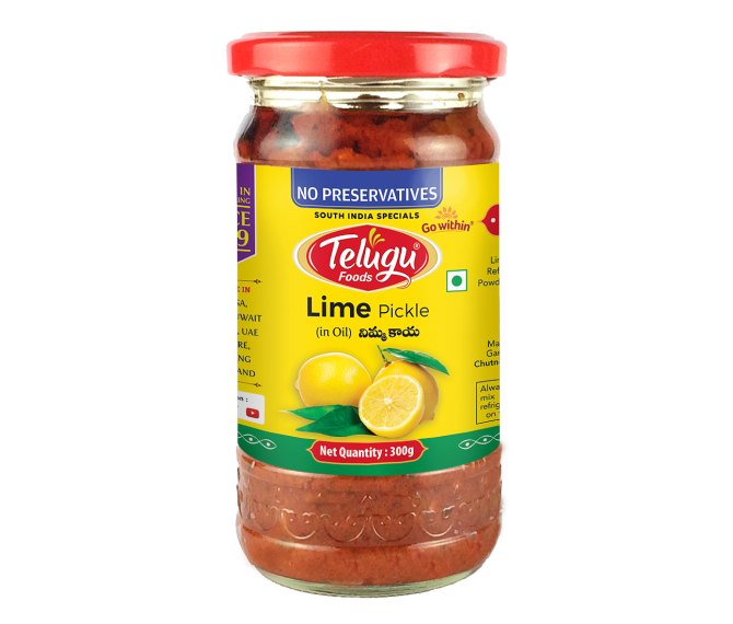 Telugu Foods - Lime In Oil Pickle Without Garlic 300g