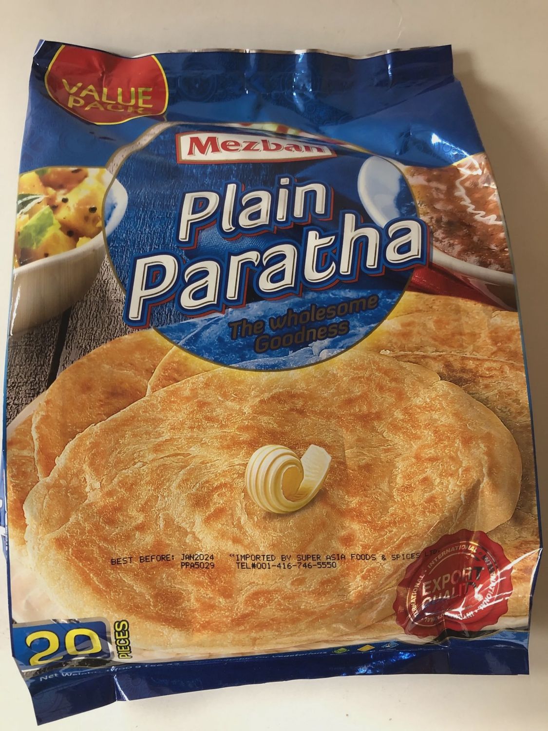 Mezban Frozen - Plain Paratha (Family Pack 20pcs) 1600g