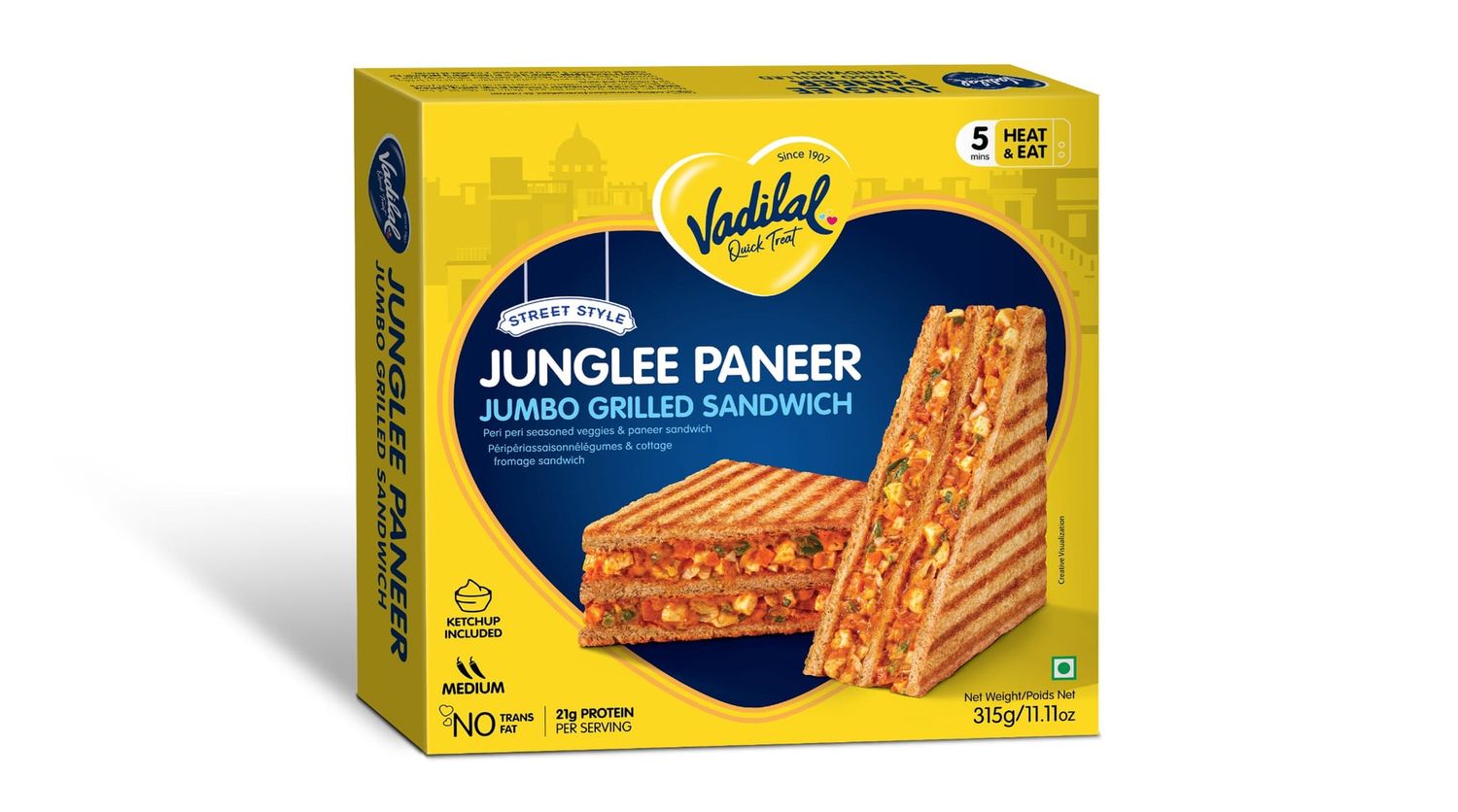 Vadilal Frozen - Junglee Paneer Sandwich 345g