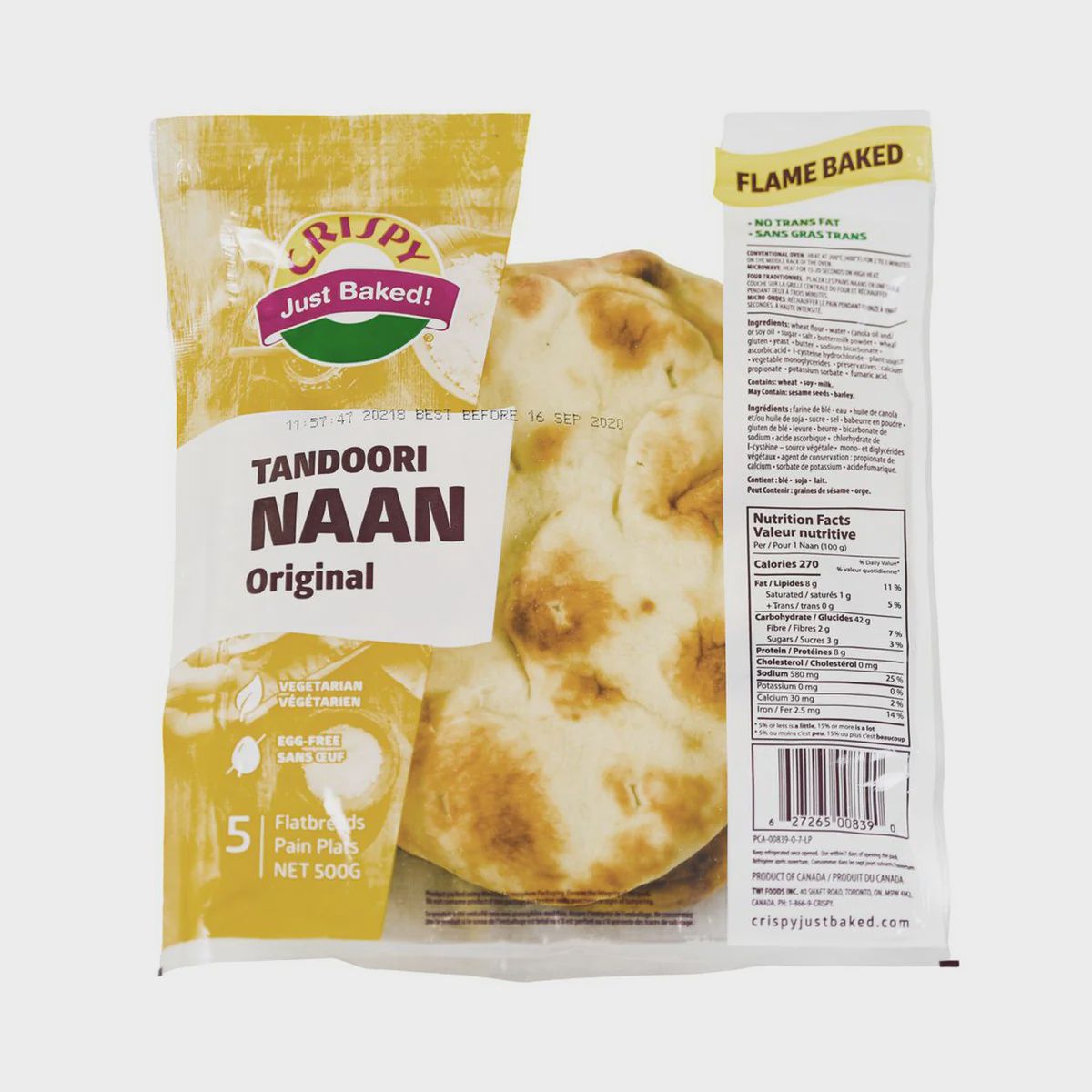 Crispy - Tandoori Naan Plain (Ready to Eat) 500g