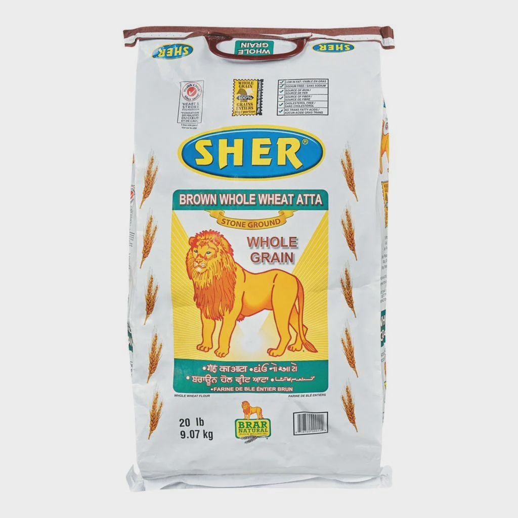 Sher - Brown Whole Wheat Atta 20lb