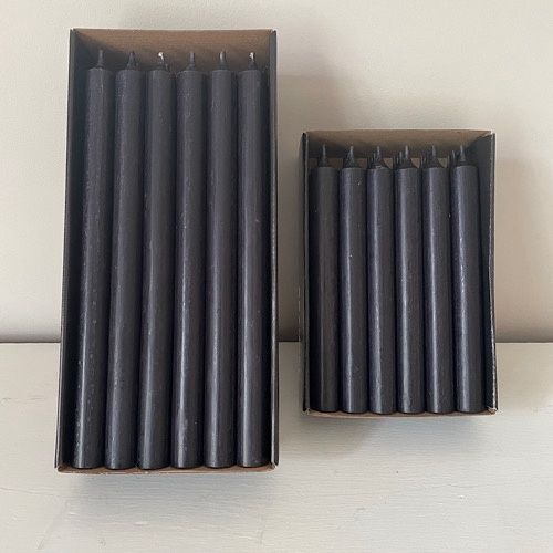 Box/18 Dinner Candles Black 19cm