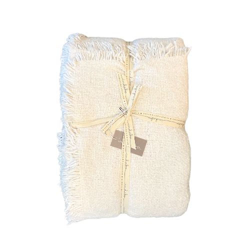 Fringed Boucle Bed Blanket - Off White