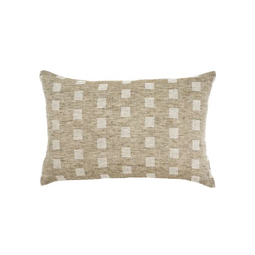 16X24 Check Linen Pillow - Natural
