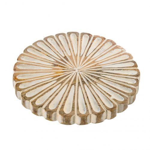 Round Carved Wood Tray
