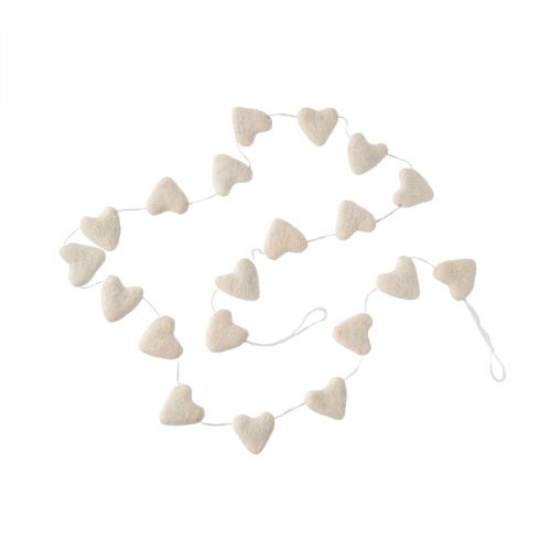 Felt Heart Garland White