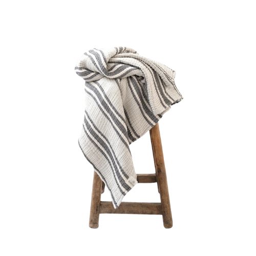Crinkle Throw Stripe - Charcoal