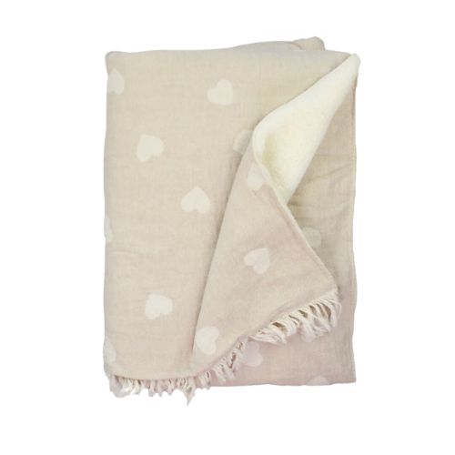 Fleece Lined Throw - Heart