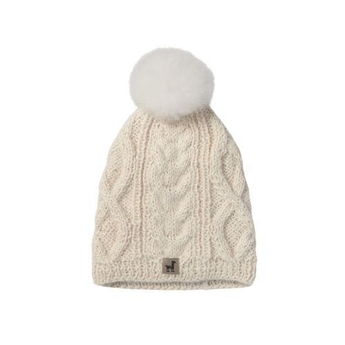 Hand-Knit Alpaca Pom Hat - Ivory