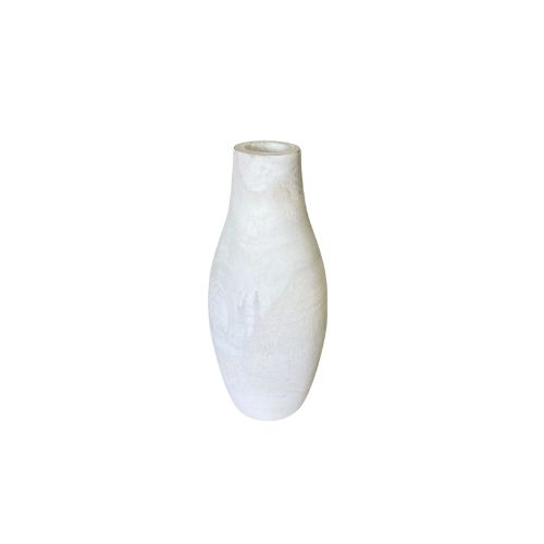 Tall Wooden Vase - White Wash